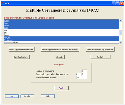Multiple Correspondence Analysis: selection of active variables